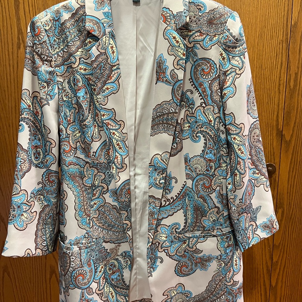 Express Blue and Brown Blazer with Paisley Print